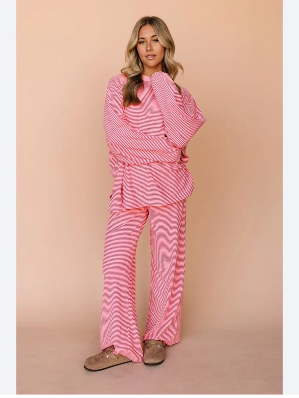 TALULAH Pink Striped Relaxed Pajama Set